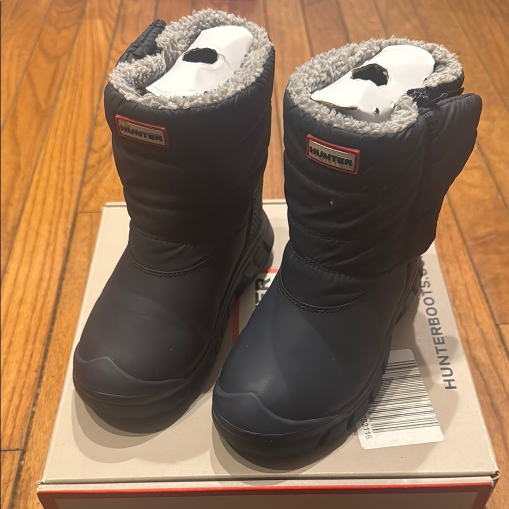 Hunter Kids Navy Blue Fleece-Lined Rain & Snow Boots